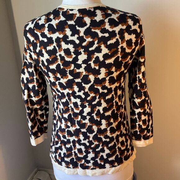 Ann Taylor Scoopneck 3/4 Sleeve Animal Print Sweater. S. Wool Blend - Picture 8 of 13